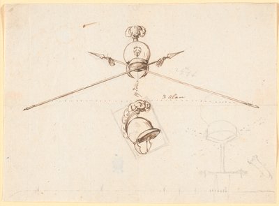 Bozza decorativa. Un elmo e due lance incrociate ecc. da Nicolai Abildgaard