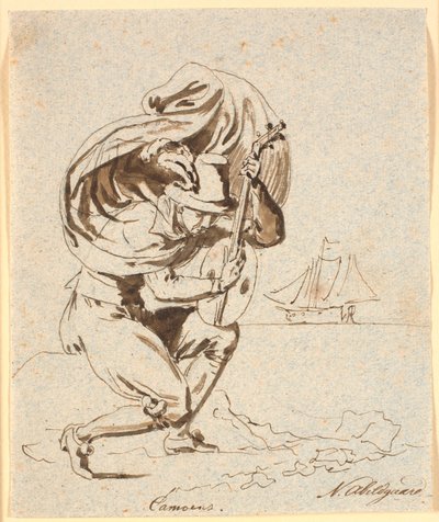 Il poeta portoghese Camoens di profilo a destra da Nicolai Abildgaard