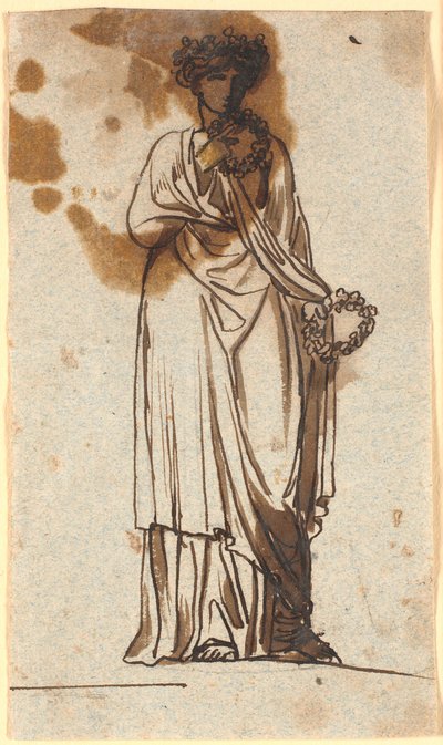 Una musa, incoronata e con corone nelle mani da Nicolai Abildgaard