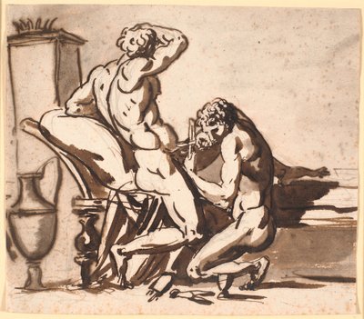 Un uomo nudo che circoncide un altro uomo nudo, o: Urano castrato da Crono? da Nicolai Abildgaard