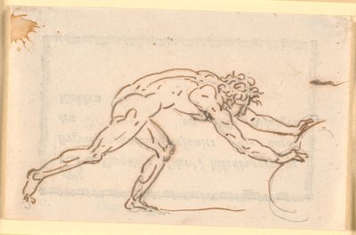 Un uomo nudo che spinge una grande pietra da Nicolai Abildgaard