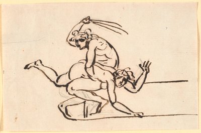 Una figura nuda seduta che sferza una donna nuda da Nicolai Abildgaard