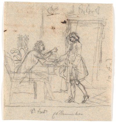 Un signore seduto e uno in piedi in conversazione da Nicolai Abildgaard