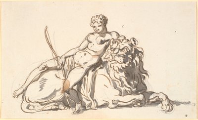 Una donna africana, riposando su un leone. Allegoria dell