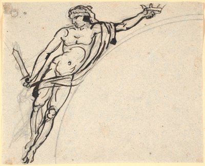 Figura di uomo fluttuante con una corona nella mano destra da Nicolai Abildgaard