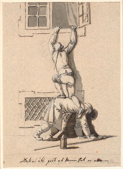 Una guardia aiuta un signore a entrare da una finestra da Nicolai Abildgaard