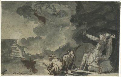 Fingal vede gli spiriti dei suoi antenati alla luce della luna. Scena di Ossian da Nicolai Abildgaard