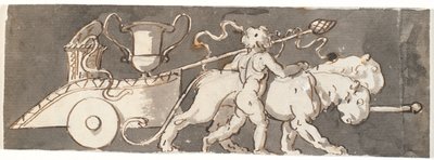 Fregio con bambino presso il carro di Bacco e Marte (o Plutone) trainato da leoni da Nicolai Abildgaard