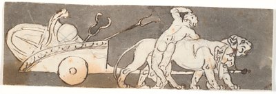 Friso con ragazzo vicino al carro di Bacco e Marte (o Plutone) trainato da leoni da Nicolai Abildgaard