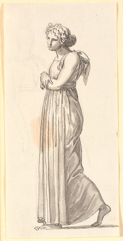 Figura femminile in abito antico, di profilo a sinistra da Nicolai Abildgaard