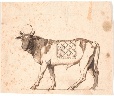 Rappresentazione di un antico apis, rivolto a sinistra con la testa di fronte da Nicolai Abildgaard