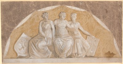 Campo semicircolare con tre figure femminili rotonde, le due esterne con scudi che sembrano indicare che rappresentano la Norvegia e i paesi della Germania settentrionale (Stormarn e Ditmarschen?). La figura centrale simboleggia probabilmente la Danimarca da Nicolai Abildgaard