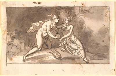 Hermes insegna a un giovane (Apollo?) a suonare il flauto da Nicolai Abildgaard