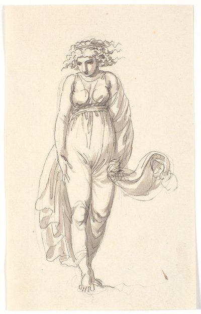Figura Femminile di Fronte, con Vestiti Premuti come dal Vento da Nicolai Abildgaard