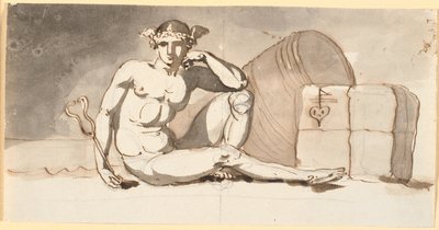 Mercurio seduto vicino a balle di merci. Allegoria del commercio da Nicolai Abildgaard