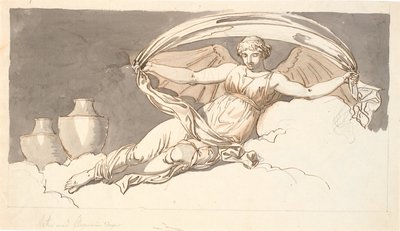 La notte, una donna riposante con ali di pipistrello da Nicolai Abildgaard
