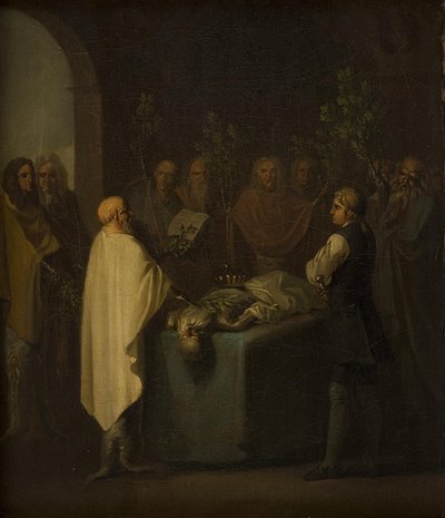 Niels Klim assiste alla condanna del defunto principe Potuan da Nicolai Abildgaard