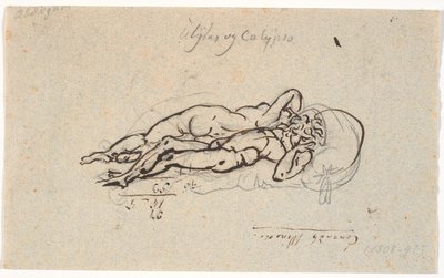 Ulisse e Calipso, sdraiati nudi su un letto da Nicolai Abildgaard