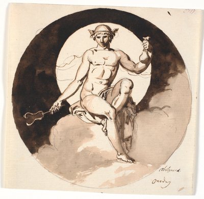 Mercoledì. Mercurio seduto con bastone e borsa di denaro da Nicolai Abildgaard