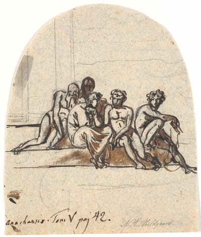 Educazione dei giovani a Sparta. Cinque figure parzialmente nude su una scala da Nicolai Abildgaard