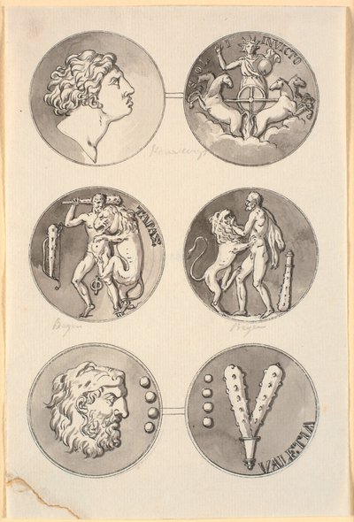 Sei riproduzioni di medaglie antiche da Nicolai Abildgaard