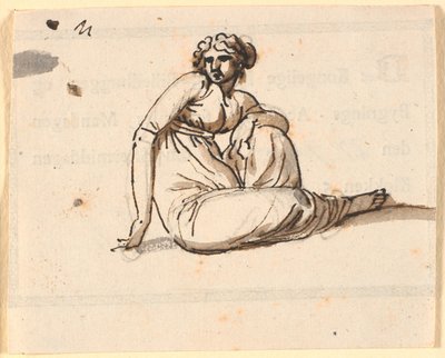 Donna seduta con il ginocchio sinistro alzato da Nicolai Abildgaard