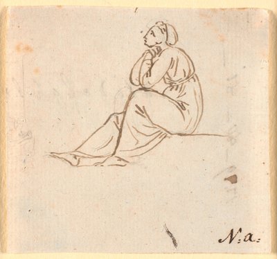 Figura femminile seduta di profilo a sinistra da Nicolai Abildgaard