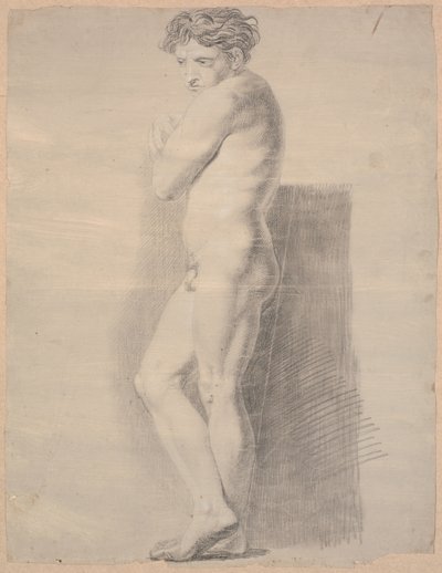 Modello in piedi. Profilo a sinistra. Braccia incrociate sul petto. Piedi incrociati da Nicolai Abildgaard