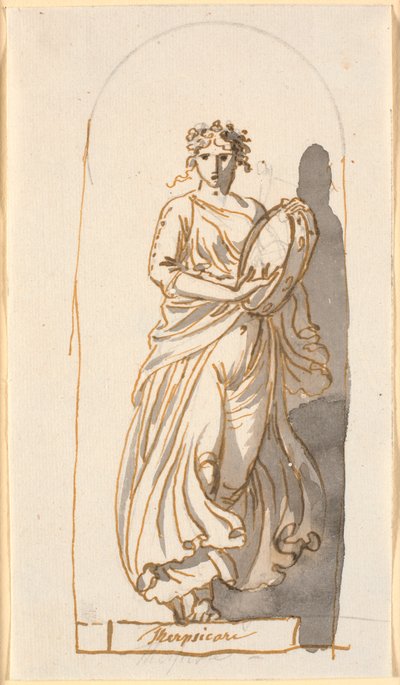 Tersicore, musa della danza, come statua in una nicchia da Nicolai Abildgaard