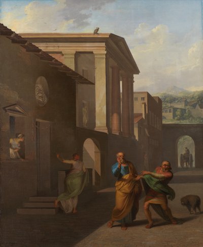 La levatrice che lascia la ragazza di Andros. Da Andria di Terenzio da Nicolai Abildgaard
