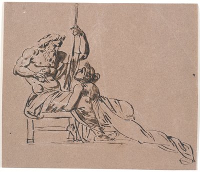 Teti abbraccia supplicando le ginocchia di Zeus da Nicolai Abildgaard