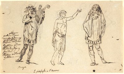 Tre figure maschili. Quella a sinistra somiglia alla figura di Braga sulla pagina precedente da Nicolai Abildgaard