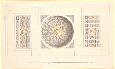 Bozza per un soffitto con parte centrale a volta in viola e giallo da Nicolai Abildgaard