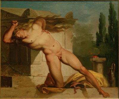 Adrasto si uccide sulla tomba di Atys da Nicolai Abraham Abildgaard