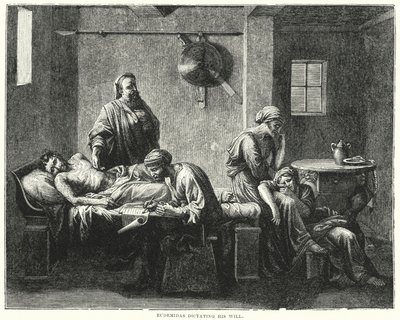 Eudemida detta il suo testamento (incisione) da Nicolas (after) Poussin