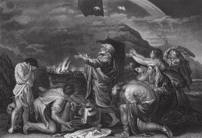 Il sacrificio di Noè, Genesi, cap. 8, v. 20 da Nicolas (after) Poussin