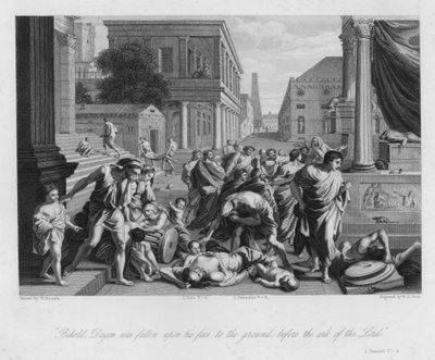 La Caduta di Dagon, I Samuele V, 4 da Nicolas (after) Poussin