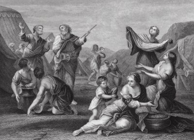 La caduta della manna, Esodo, cap. 16, versetti 14, 24 (incisione) da Nicolas (after) Poussin