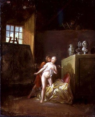 Un artista e il suo modello in uno studio da Nicolas (attr. to) Levreince