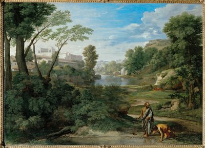 Paesaggio con Diogene. Un giorno, Diogene vide un ... da Nicolas (attr.to) Poussin