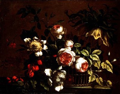 Rose, peonie e altri fiori su un bordo da Nicolas (circle of) Baudesson