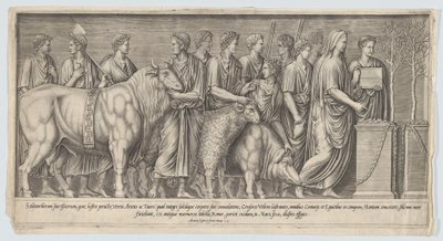 Sacrificio pagano, dopo un bassorilievo antico, 1553 da Nicolas Beatrizet