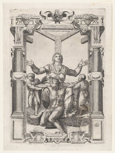 Pietà con angeli davanti alla croce da Nicolas Beatrizet