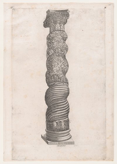 Speculum Romanae Magnificentiae: Colonna Grottesca Avvolgente in San Pietro da Nicolas Beatrizet
