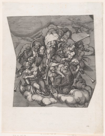 Angeli che Suonano la Tromba dal Giudizio Universale, dopo Michelangelo da Nicolas Beatrizet
