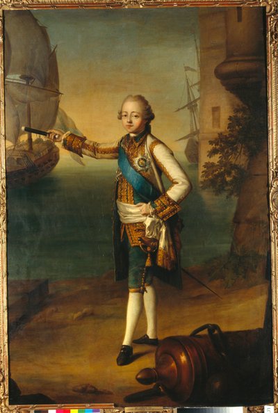 Ritratto del granduca Pavel Petrovich (1754-1801, Paolo I di Russia) in uniforme da ammiraglio - Dipinto di Nicolas Benjamin Delapierre (1739-1802) da Nicolas Benjamin Delapierre