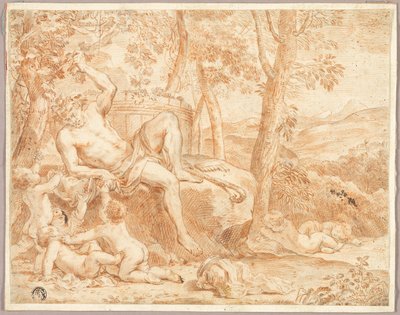 Bacco e putti nel boschetto ombroso da Nicolas Chaperon