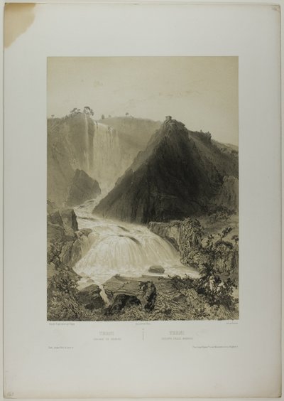 Terni: Cascate di Marmo, lastra venti da Italie Monumentale et Pittoresque da Nicolas Chapuy
