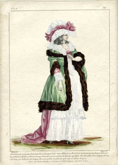 Galleria delle Mode e Costumi Francesi, 1785, CCC 297: Bella donna che passeggia da sola... da Nicolas Dupin