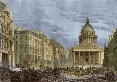 Assedio del Pantheon, 24 giugno 1848 - Rivoluzione del 1848 a Parigi. Attacco al Pantheon, 24 giugno. Incisione dal dipinto di N.E. Gabe da Nicolas Edward Gabe